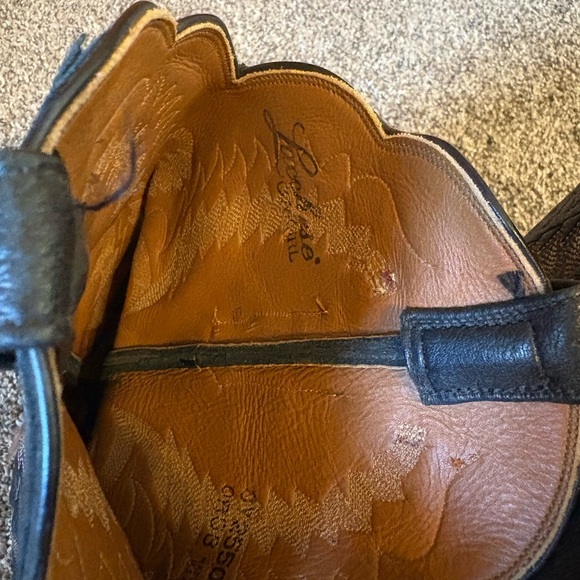 Lucchese Black Cowboy Boots with Decorative Stitching - Picture 8 of 11